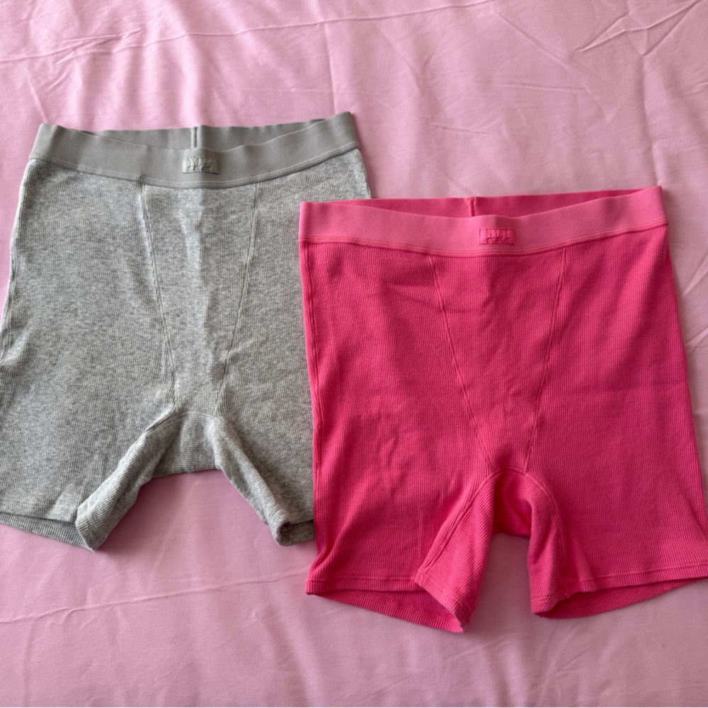 PAIR of SKIMS boxer brief shorts pink and grey